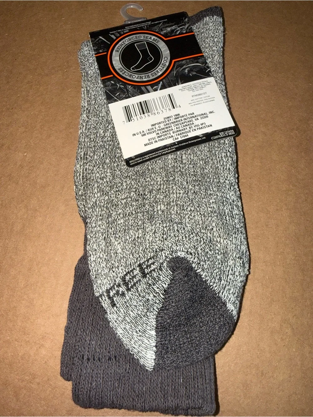 Realtree Men's Cushioned Thermal Crew Socks - Gray